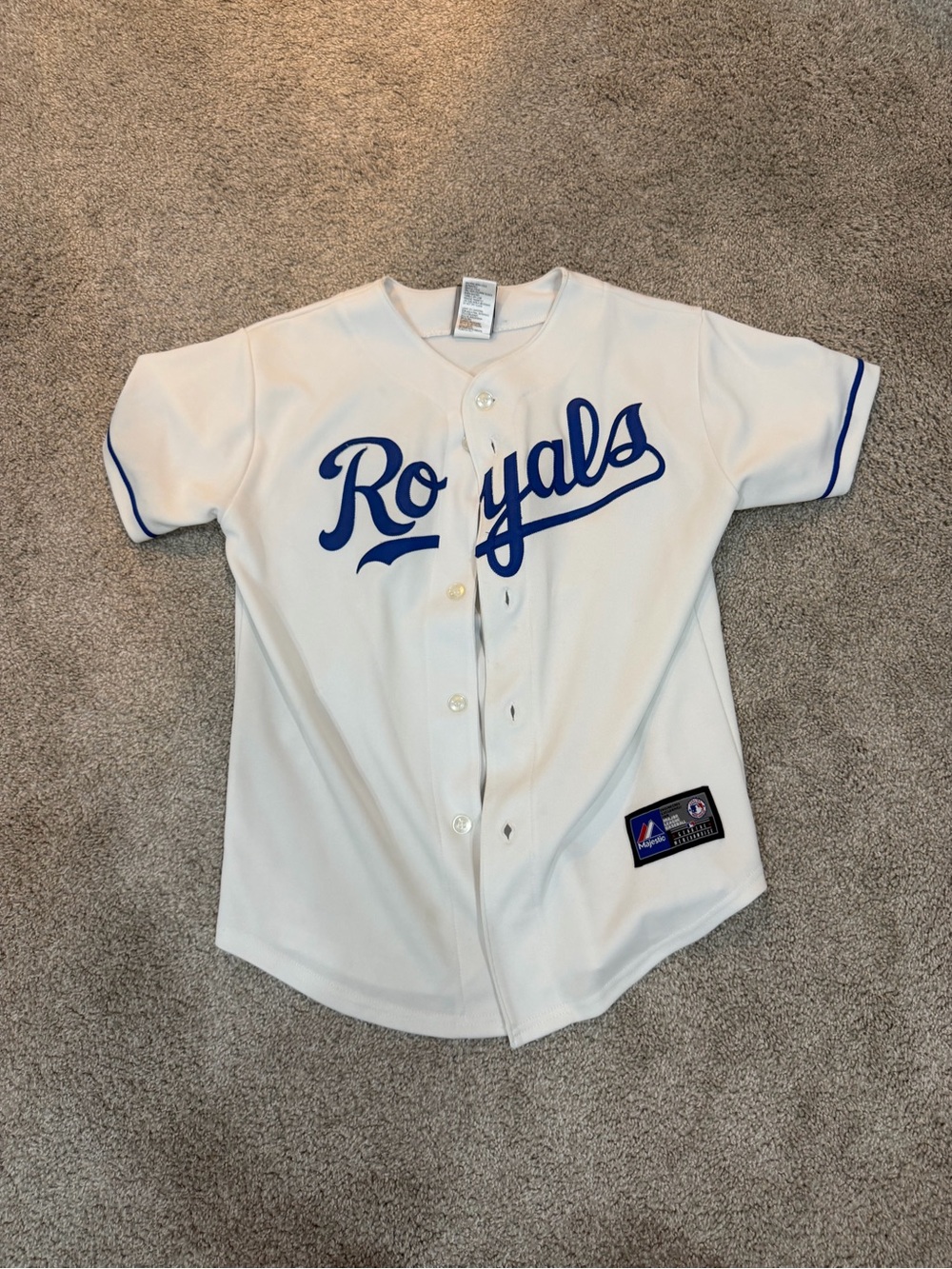 Majestic White & Blue Royals Youth Alex Gordon Baseball Jersey